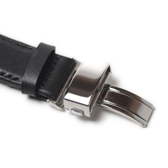 腕時計ベルト 牛皮製クロコ模様型押し １８ｍｍ 未使用品 ブラック