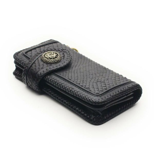 レザーブランドS'FACTORY バイカーズウォレット03 ブラックパイソン（ヘビ革） メンズ革財布