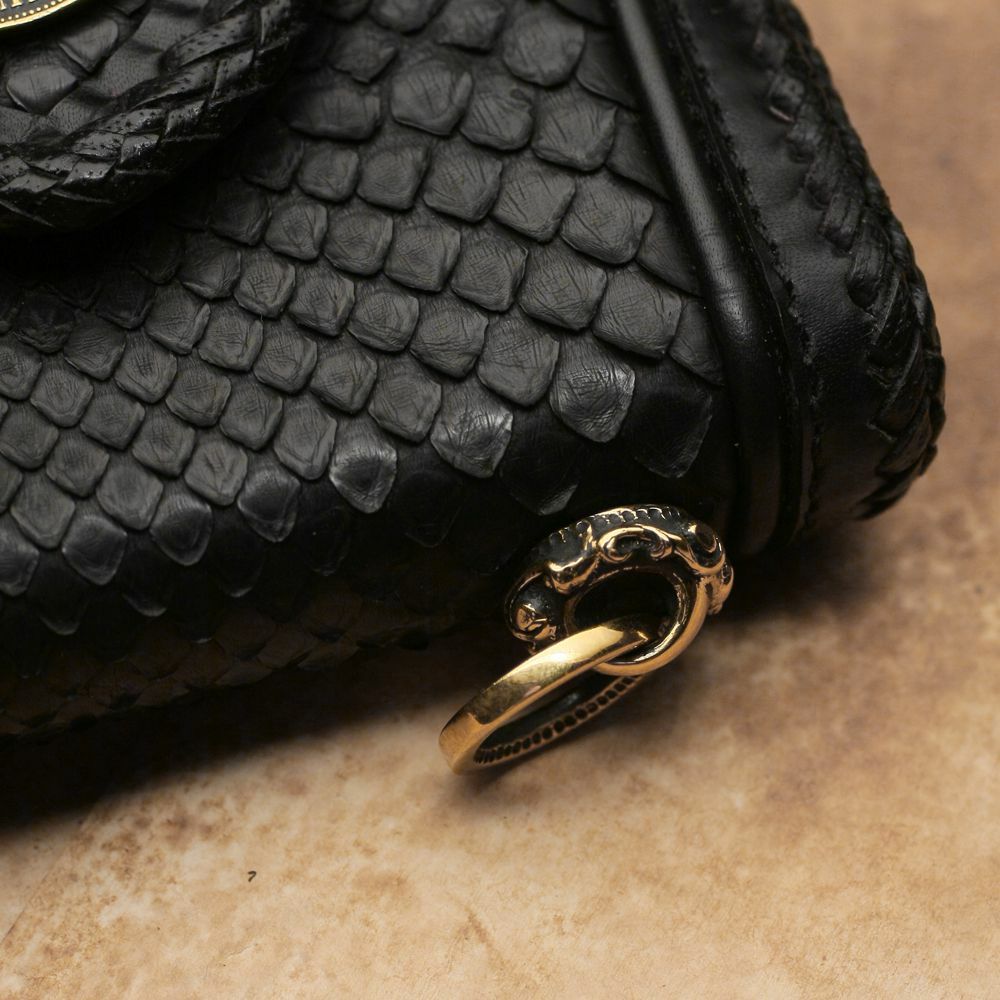 レザーブランドS'FACTORY ドロップハンドル ベイリーフ ブラス（真鍮） バイカーズ ウォレット カスタム パーツ