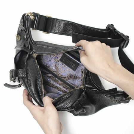 BURNOUT ボディバッグ カウレザー ブラック（牛革）│メンズ革小物通販