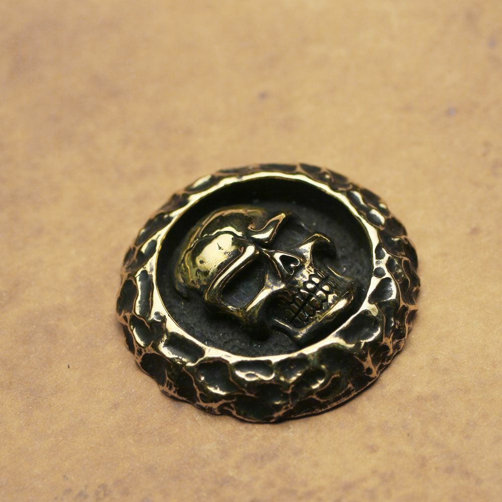 レザーブランドS'FACTORY スカル コンチョ ブラス（真鍮） バイカーズ ウォレット カスタム パーツ