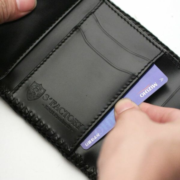 レザーブランドS'FACTORY マイクロウォレット シャーク（サメ革） メンズ革財布