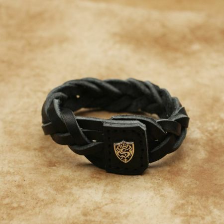 ツイスト編み レザーブレスレット 栃木レザー ブラック(牛革 ツイスト編み レザーブレスレット 栃木レザー ブラック(牛革