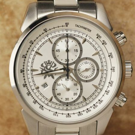 クロノグラフ腕時計 ホワイト×シルバー│メンズ革小物通販 S'FACTORY