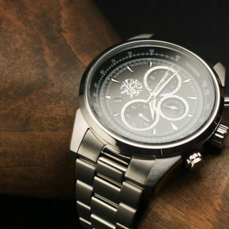 クロノグラフ腕時計 ブラック×シルバー│メンズ革小物通販 S'FACTORY