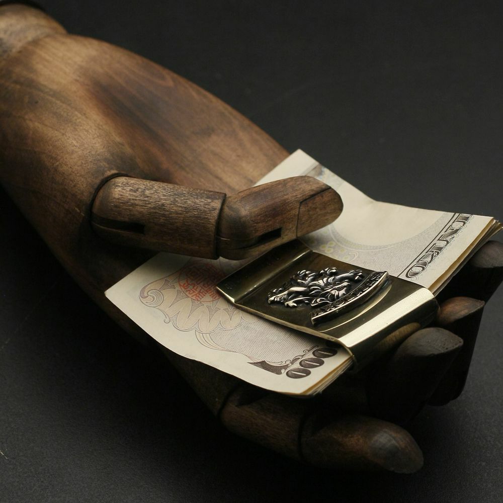 レザーブランドS'FACTORY 真鍮マネークリップ ライオン 真鍮（ブラス）