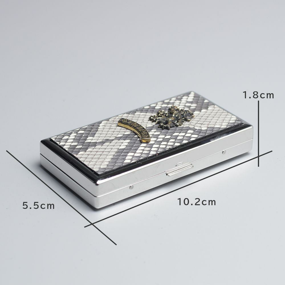 レザーブランドS'FACTORY メタルシガレットケース 12本タイプ パイソン（ヘビ革）革小物 タバコ入れ