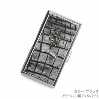 シガレットケース　小物入れ ブラックレザー コインケース　シルバー 20本収納 シガレットケース レザー アルミ合金 タバコ シルバー