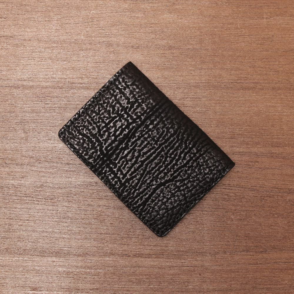 レザーブランドS'FACTORY ポケットカードケース シャーク（サメ革） 革小物 名刺入れ パスケース 本革