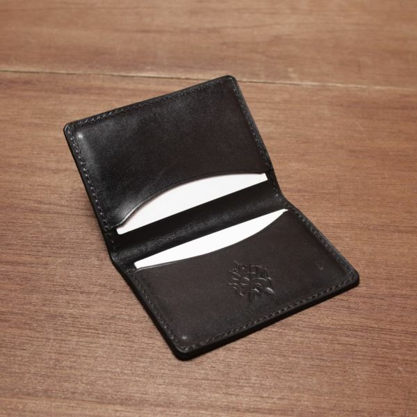 レザーブランドS'FACTORY ポケットカードケース ブラックパイソン（ヘビ革） 革小物 名刺入れ パスケース 本革