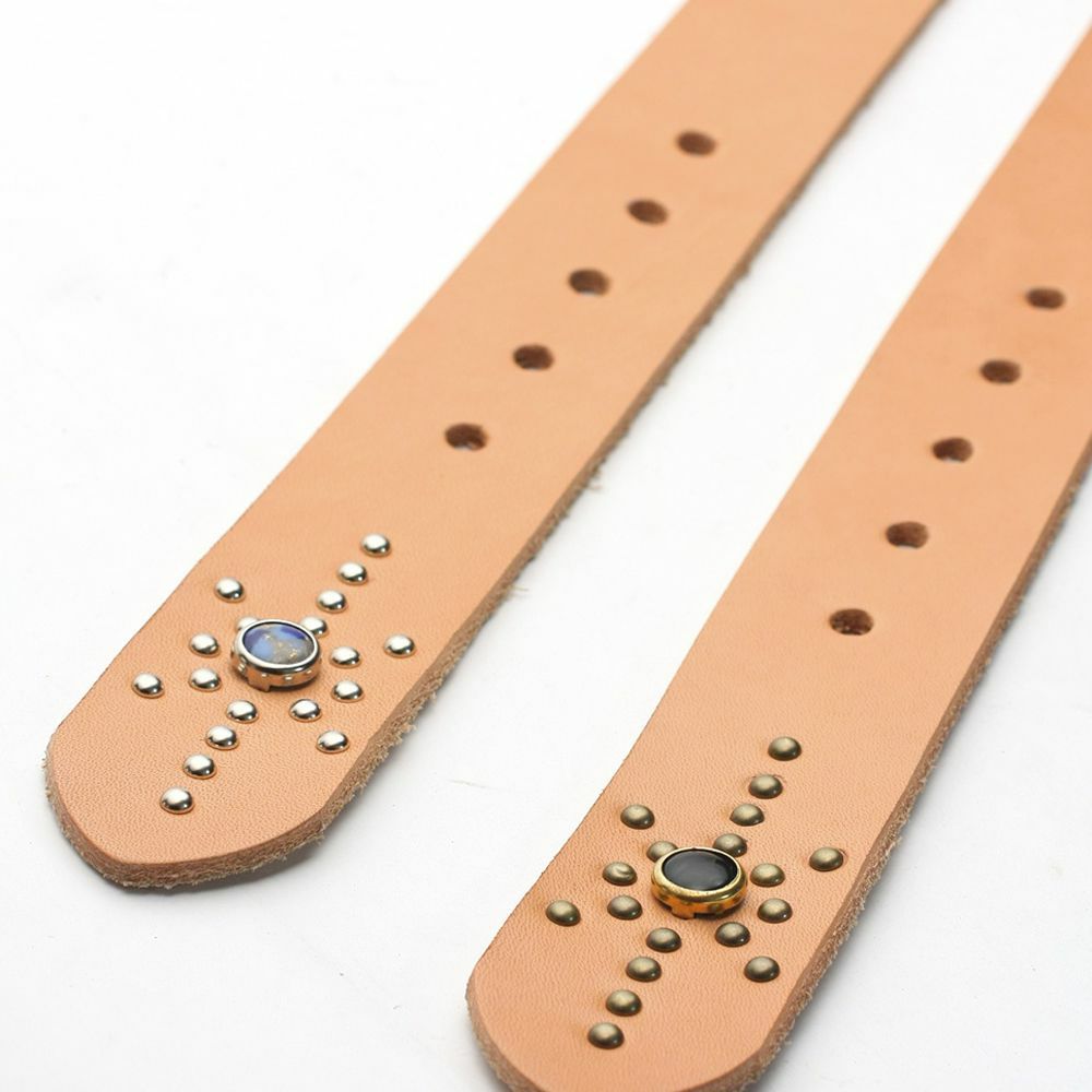 レザーブランドS'FACTORY 栃木レザー ジェムストーンベルト ナチュラル　フレイムバックルセット 牛革