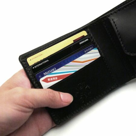 ■レザーウォレット◆シャーク 2つ折 革財布　 ブラック 二つ折り長財布 シャークスキン メンズ レディース 薄い