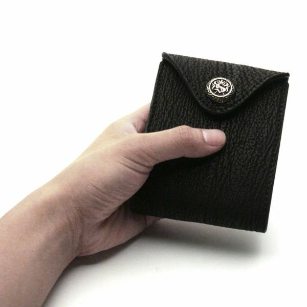 レザーブランドS'FACTORY フラップ ショート ウォレット シャーク（サメ革） メンズ革財布