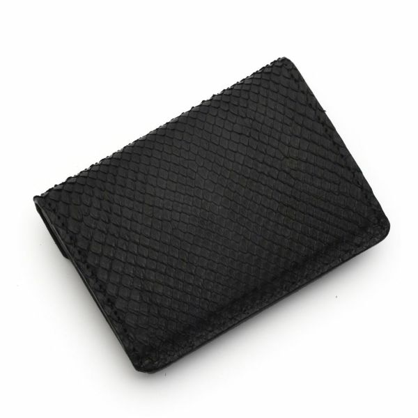 レザーブランドS'FACTORY スマート ショート ウォレット ブラックパイソン（ヘビ革） メンズ革財布