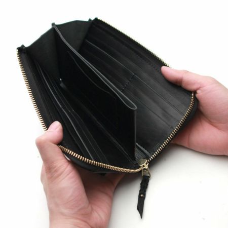 L字ファスナー ロングウォレット シャーク（サメ革）│メンズ革