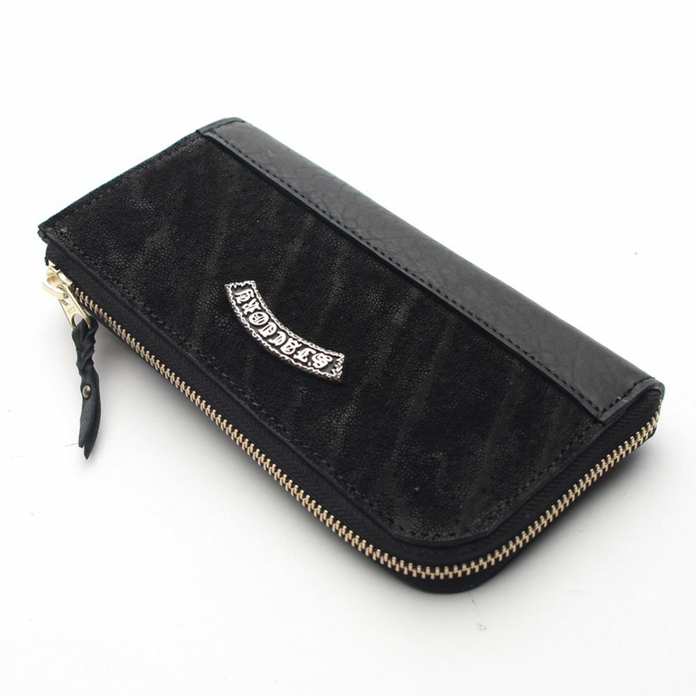M.U.L. フラットロングウォレット エレファント型押ブラック【新品】 M.U.L. フラットロングウォレット エレファント型押ブラック【新品