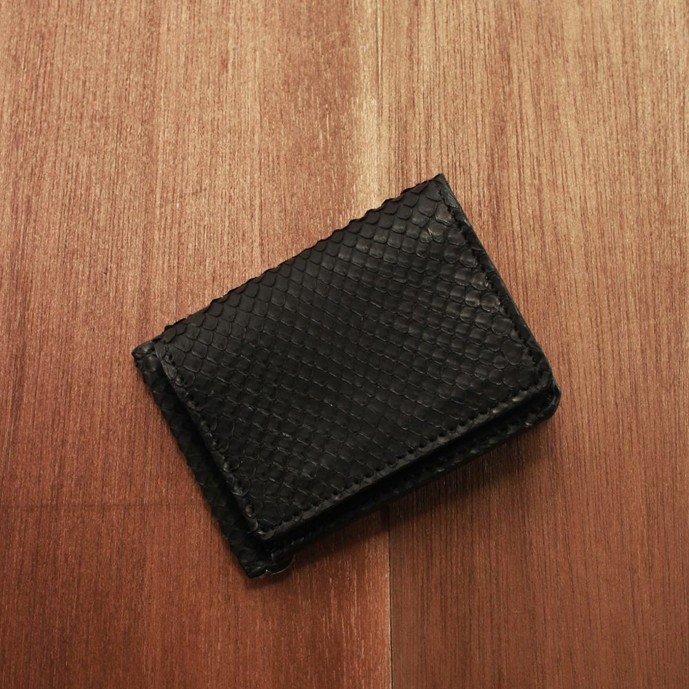 レザーブランドS'FACTORY マネークリップ ウォレット ブラックパイソン（ヘビ革）革小物