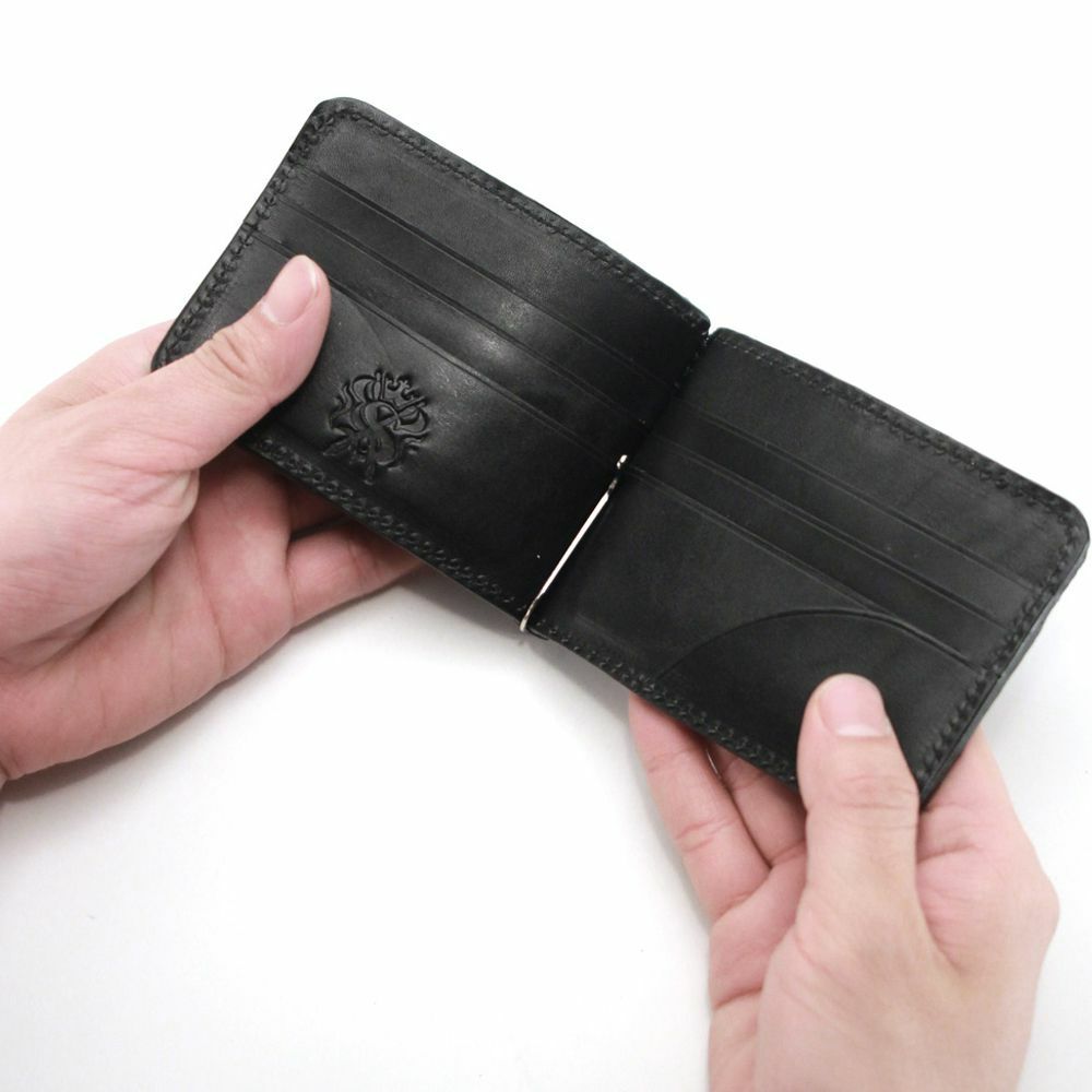 レザーマネークリップ ブラックエレファント（ゾウ革）│メンズ革小物