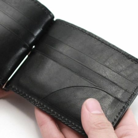 レザーマネークリップ ブラックエレファント（ゾウ革）│メンズ革小物