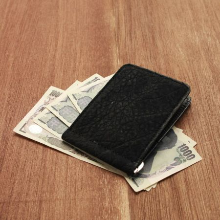 レザーマネークリップ ブラックエレファント（ゾウ革）│メンズ革小物