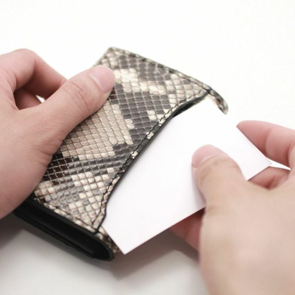レザーブランドS'FACTORY シンプル名刺入れ パイソン（ヘビ革）革小物 カードケース