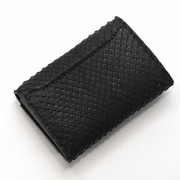 レザーブランドS'FACTORY シンプル名刺入れ ブラックパイソン（ヘビ革）革小物 カードケース