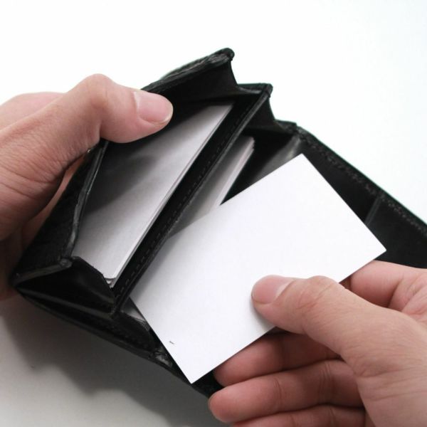 レザーブランドS'FACTORY シンプル名刺入れ ブラックエレファント（ゾウ革）革小物 カードケース