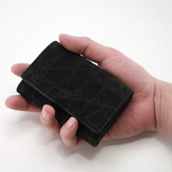 レザーブランドS'FACTORY シンプル名刺入れ ブラックエレファント（ゾウ革）革小物 カードケース