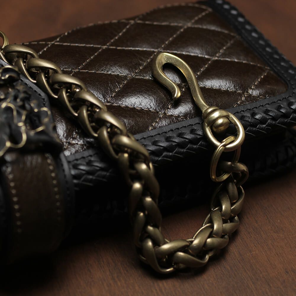 レザーブランドS'FACTORY ショート ウォレット チェーン インフィニティー ゴールド ブラス（真鍮）アクセサリー 短い 