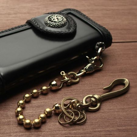 キーリング ショート ウォレット チェーン ボール大 ゴールド