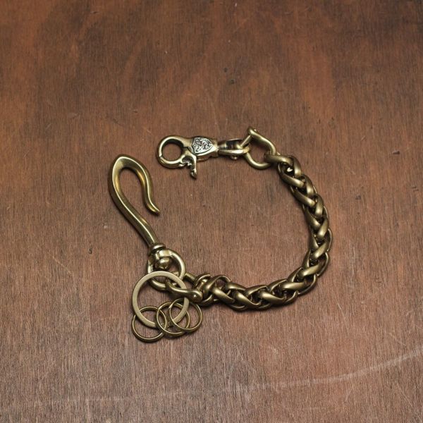 レザーブランドS'FACTORY キーリング ショート ウォレット チェーン インフィニティー ゴールド ブラス（真鍮）アクセサリー 短い 