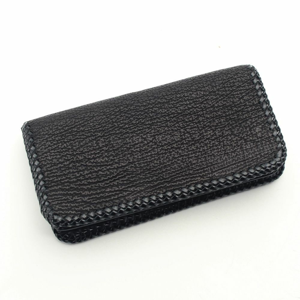 レザーブランドS'FACTORY 縁編み ロングウォレット シャーク(サメ革)革財布