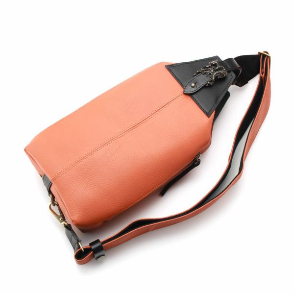 レザーブランドS'FACTORY BURNOUT 2wayセカンドバッグ カウレザー オレンジ（牛革）メンズ レザー ボディ バッグ