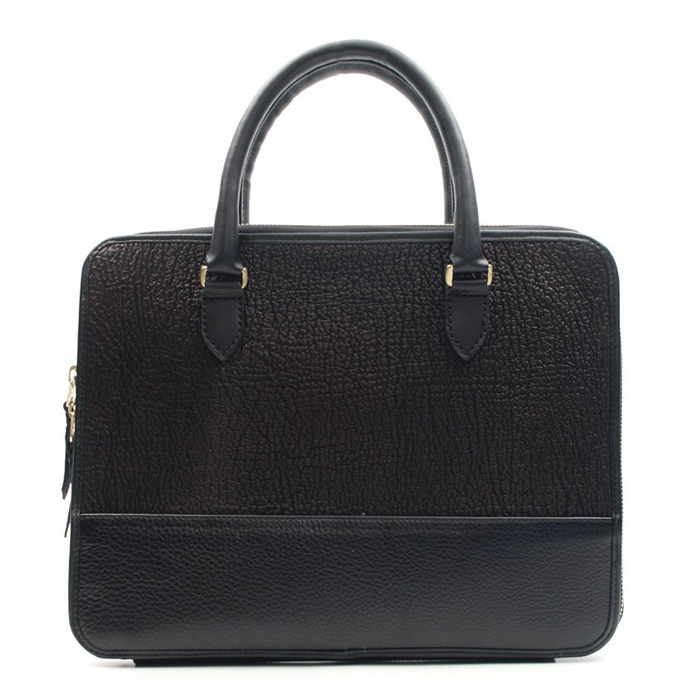 レザーブランドS'FACTORY スリム ブリーフケース　シャーク（サメ革）メンズ ブリーフバッグ