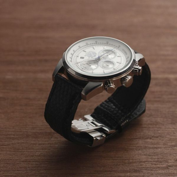 レザーブランドS'FACTORY クロノグラフ腕時計レザーベルト リザード（トカゲ革）