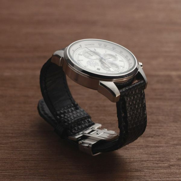 レザーブランドS'FACTORY クロノグラフ腕時計レザーベルト リザード（トカゲ革）