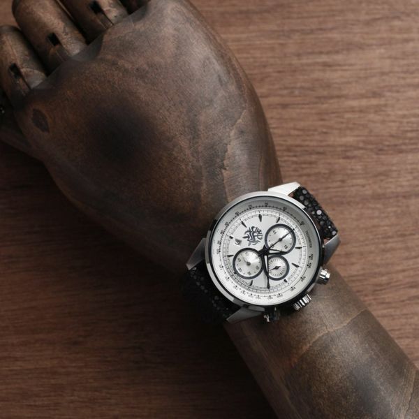 レザーブランドS'FACTORY クロノグラフ腕時計レザーベルト スティングレー（エイ革）