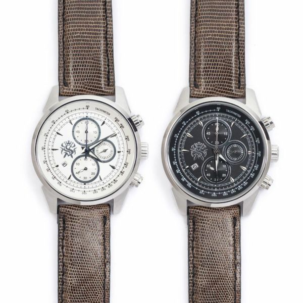 レザーブランドS'FACTORY クロノグラフ腕時計レザーベルト テジュー（イグアナ革）