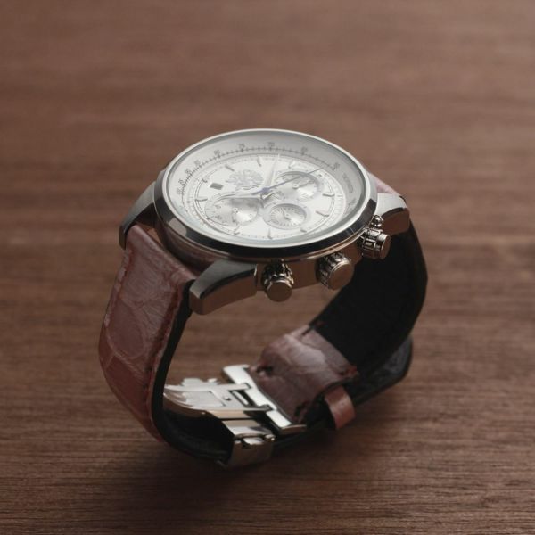 レザーブランドS'FACTORY クロノグラフ腕時計レザーベルト タートル（カメ革）