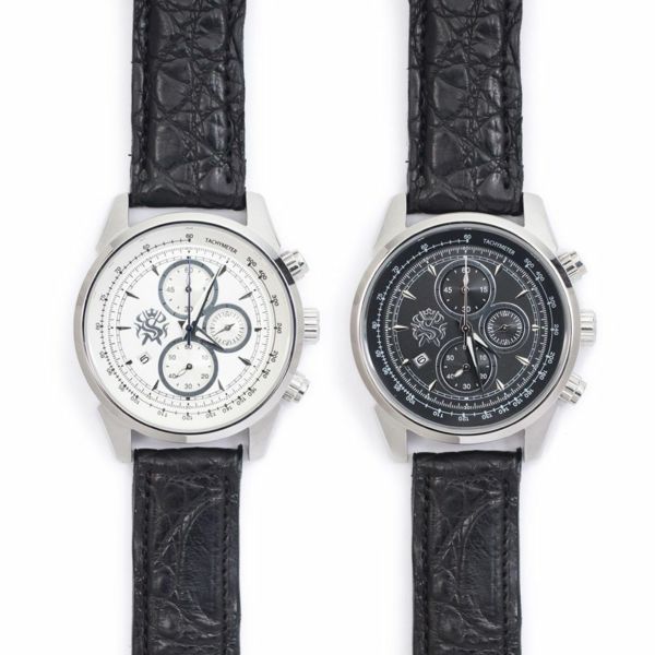 レザーブランドS'FACTORY クロノグラフ腕時計レザーベルト クロコダイル（ワニ革）