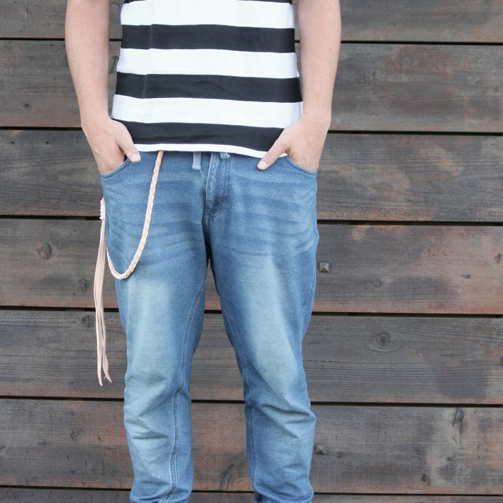 レザーブランドS'FACTORY ウォレットチェーン 4本編み カウレザー ナチュラル（牛革）バイカーズ アクセサリー