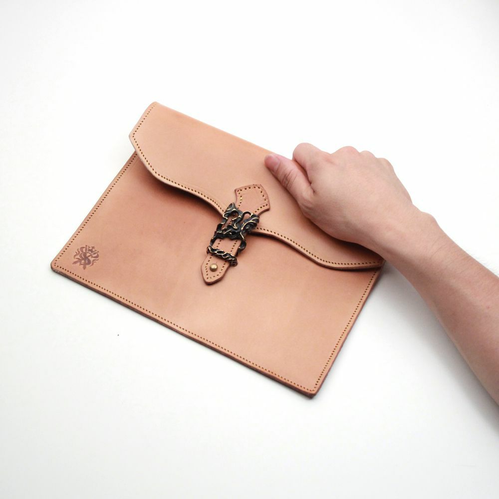 レザーブランドS'FACTORY ドキュメントケース Mサイズ BURN OUT カウレザー ナチュラル（牛革）栃木レザー 書類入れ