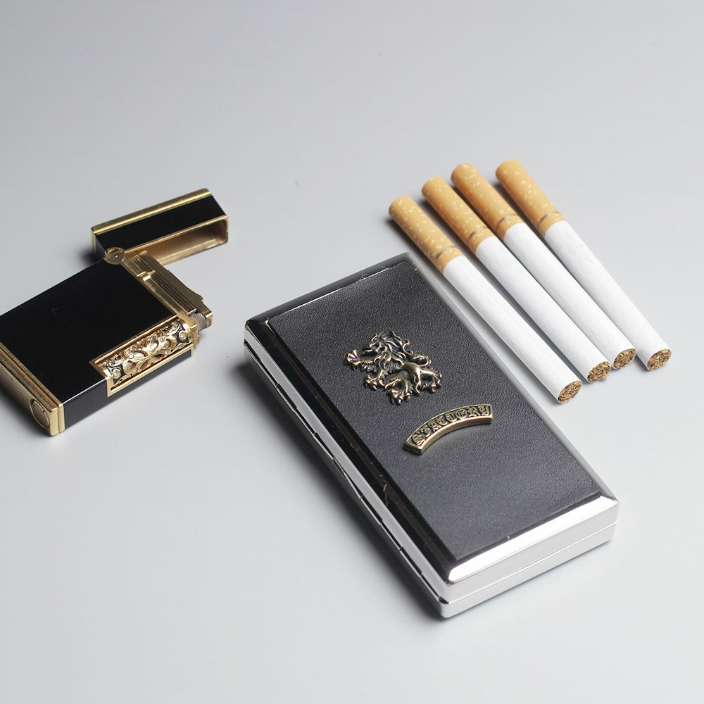 レザーブランドS'FACTORY メタルシガレットケース 12本タイプ カウレザー レッド（牛革）革小物 タバコ入れ