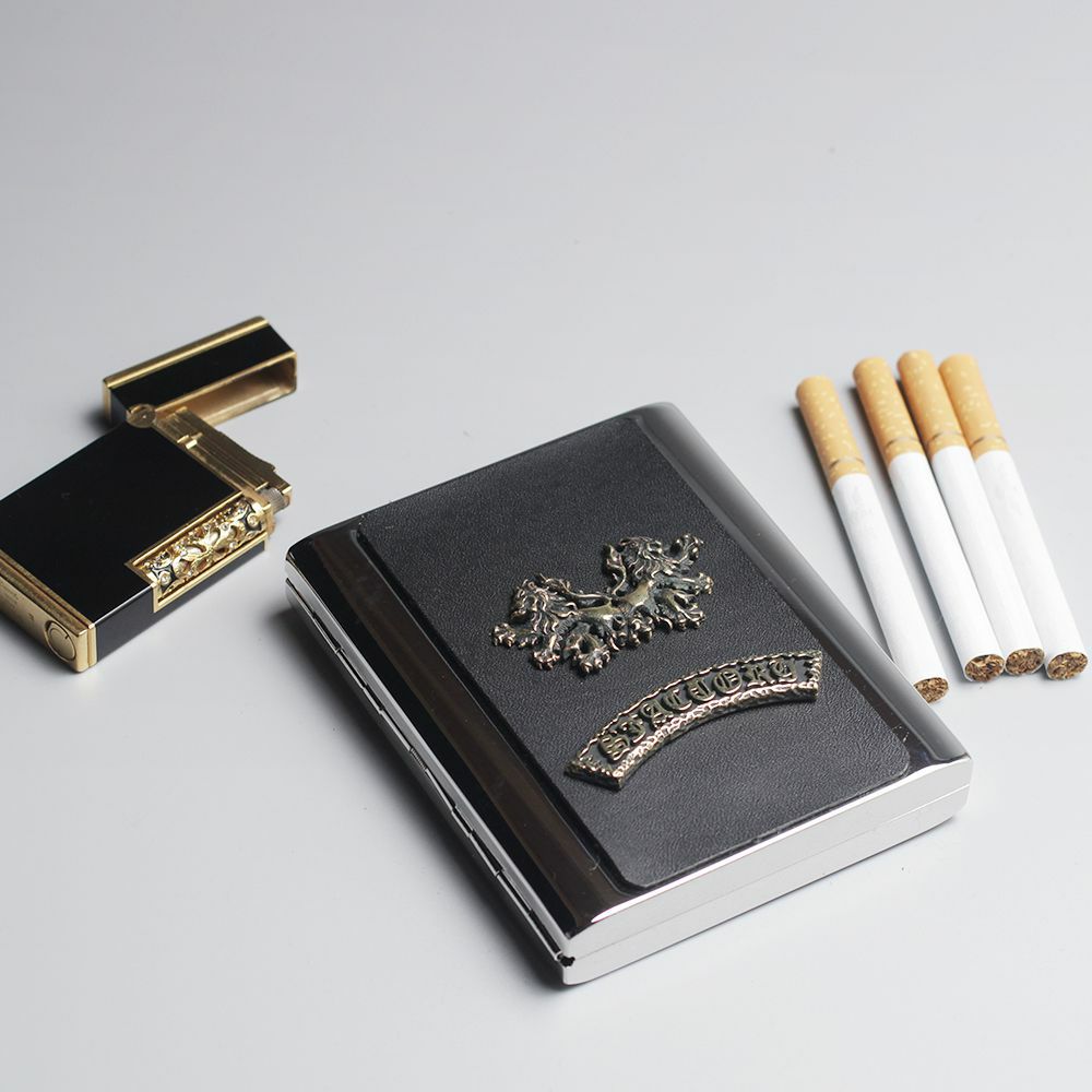 レザーブランドS'FACTORY メタルシガレットケース 20本タイプ カウレザー レッド（牛革）革小物 タバコ入れ