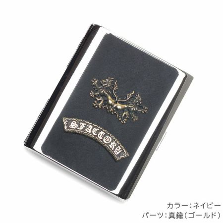 メタルシガレットケース 20本タイプ カウレザー（牛革）│メンズ