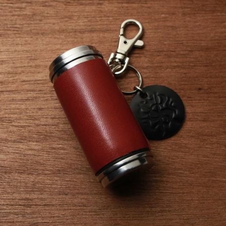 携帯灰皿シリンダー カウレザー レッド（牛革）│メンズ革小物