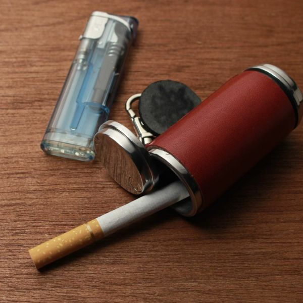 レザーブランドS'FACTORY 携帯灰皿シリンダー カウレザー レッド（牛革）革小物 喫煙具