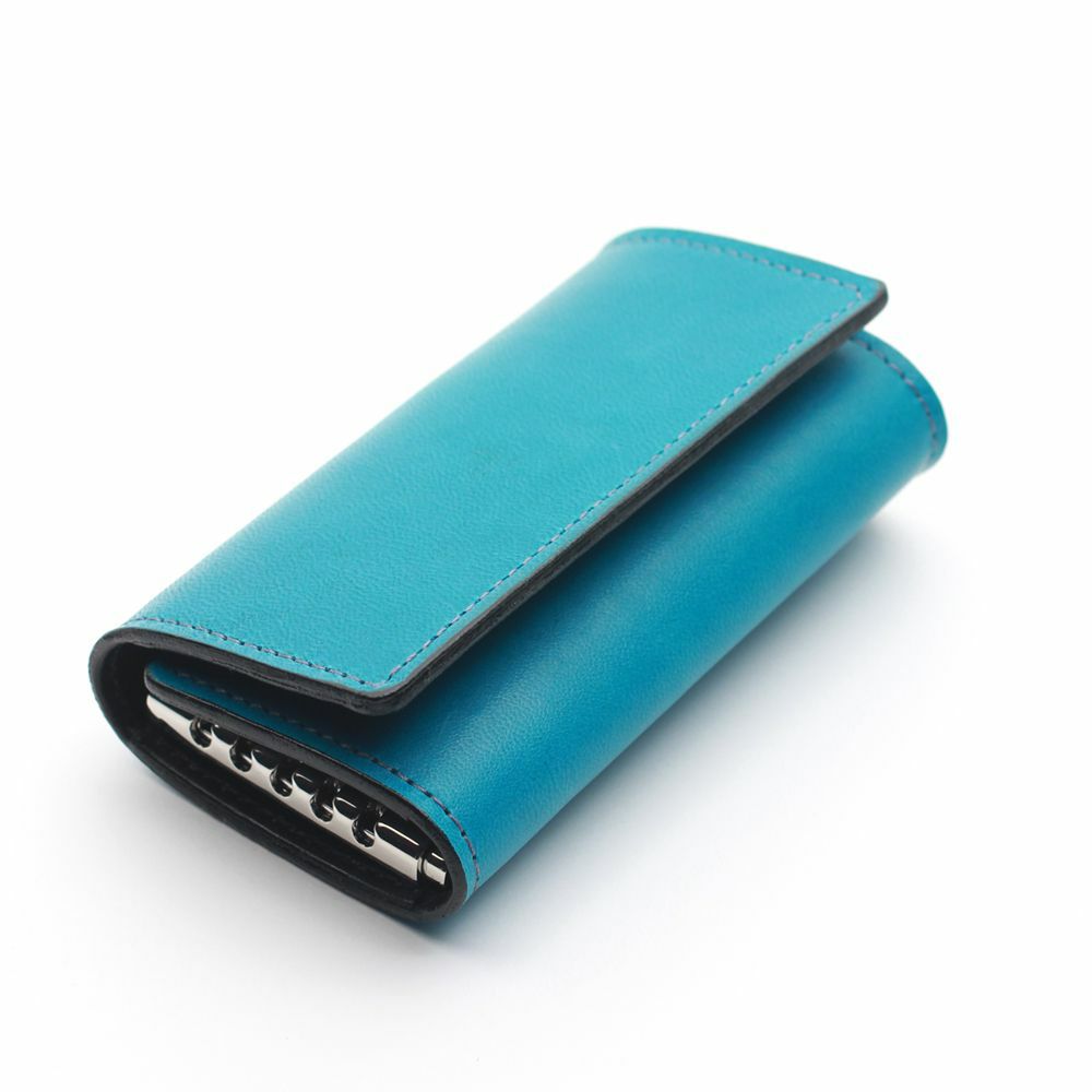 レザーブランドS'FACTORY  シンプルキーケース ポニー ターコイズブルー（馬革） 革小物