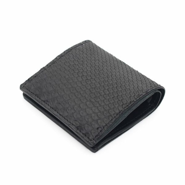 レザーブランドS'FACTORY スナップミニウォレット ブラックパイソン（ヘビ革）革財布