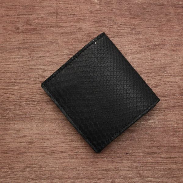レザーブランドS'FACTORY スナップミニウォレット ブラックパイソン（ヘビ革）革財布